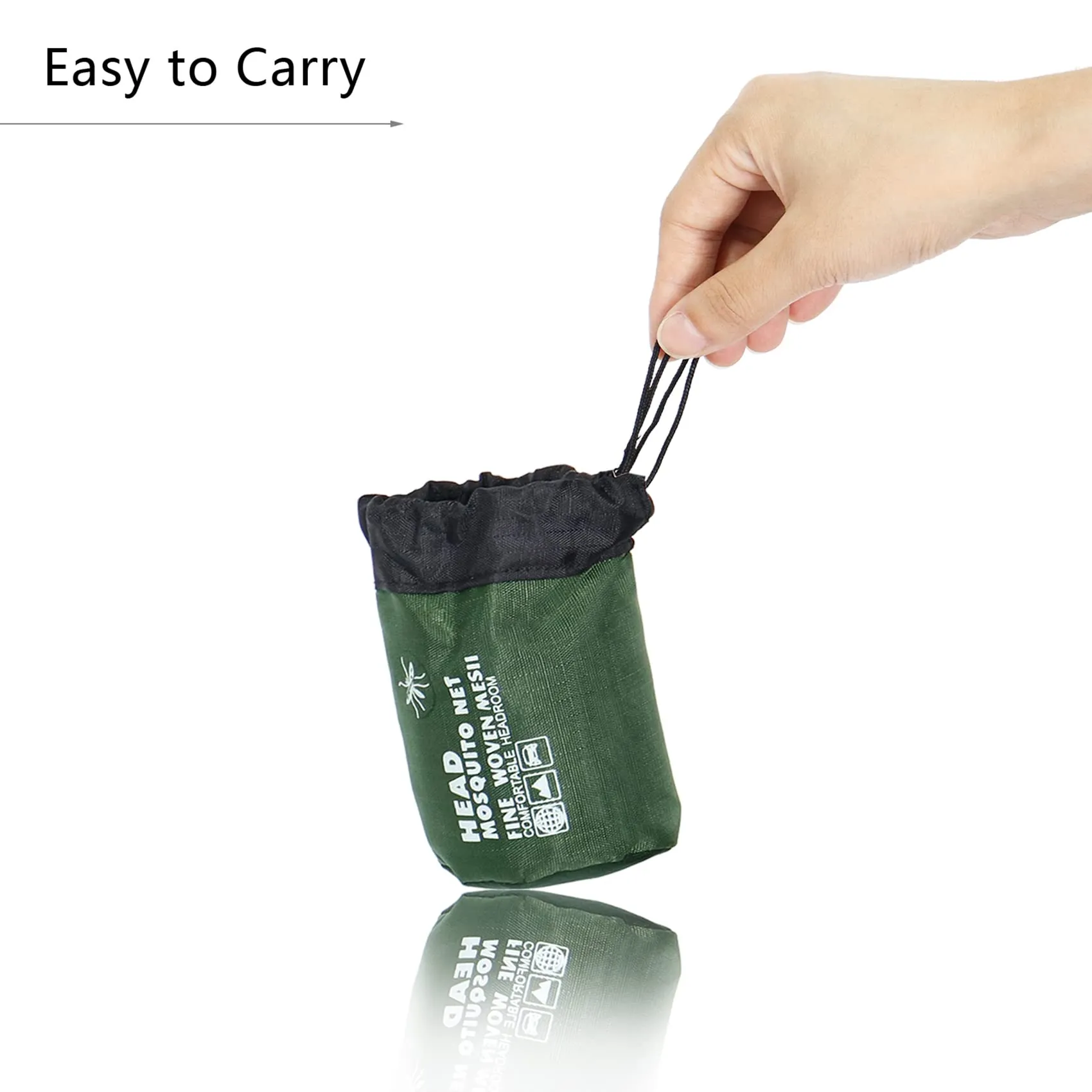 2 Pieces Mosquito Head Net Mesh, Midge Net Face Mesh Head Cover with Storage Bag for Outdoor Hiking, Fishing, Camping, Climbing, Green and Black Green, Black