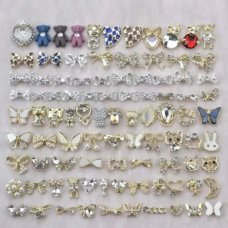 5 Pcs 3D Nail Art Butterfly Decoration | Luxury Metal Nail Art Rhinestones Charms Shiny Nail Crystal Diamonds Gems | Manicure Craft Design