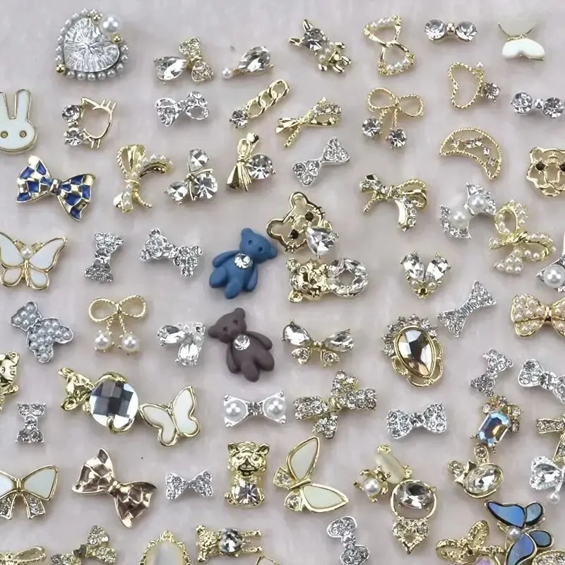 5 Pcs 3D Nail Art Butterfly Decoration | Luxury Metal Nail Art Rhinestones Charms Shiny Nail Crystal Diamonds Gems | Manicure Craft Design