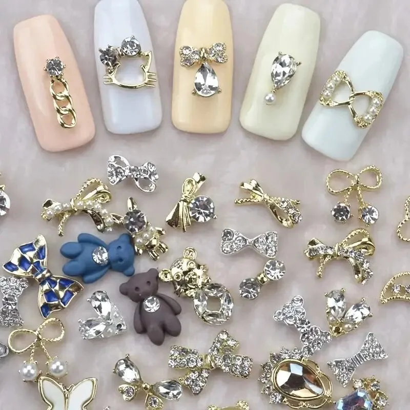 5 Pcs 3D Nail Art Butterfly Decoration | Luxury Metal Nail Art Rhinestones Charms Shiny Nail Crystal Diamonds Gems | Manicure Craft Design