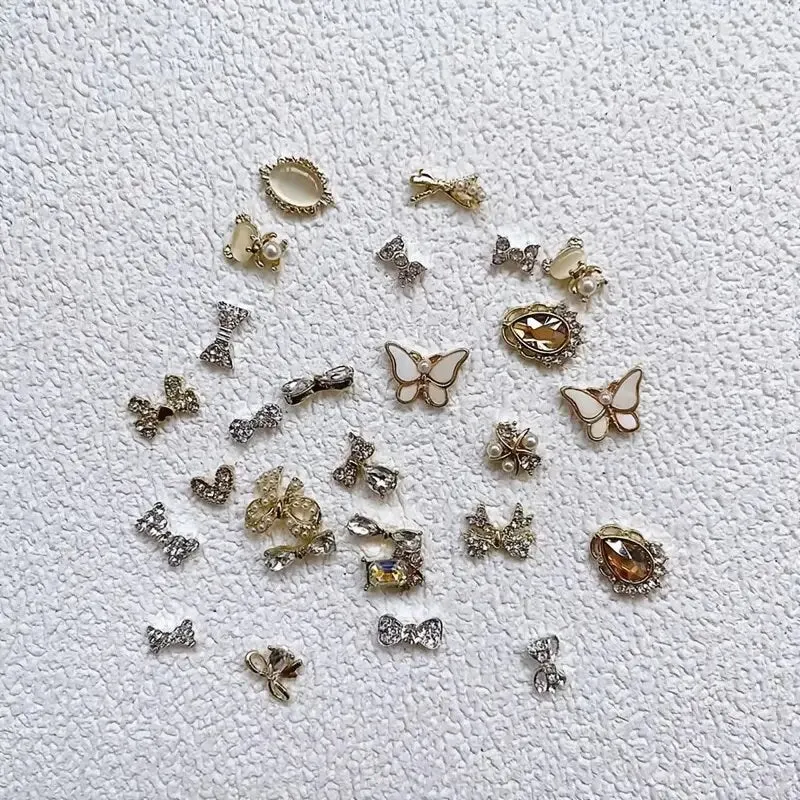 5 Pcs 3D Nail Art Butterfly Decoration | Luxury Metal Nail Art Rhinestones Charms Shiny Nail Crystal Diamonds Gems | Manicure Craft Design
