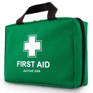 90 Piece Premium First Aid Kit Bag - Includes Eyewash, 2 x Cold (Ice) Packs and Emergency Blanket for Home, Office, Car, Caravan, Workplace, Travel Green