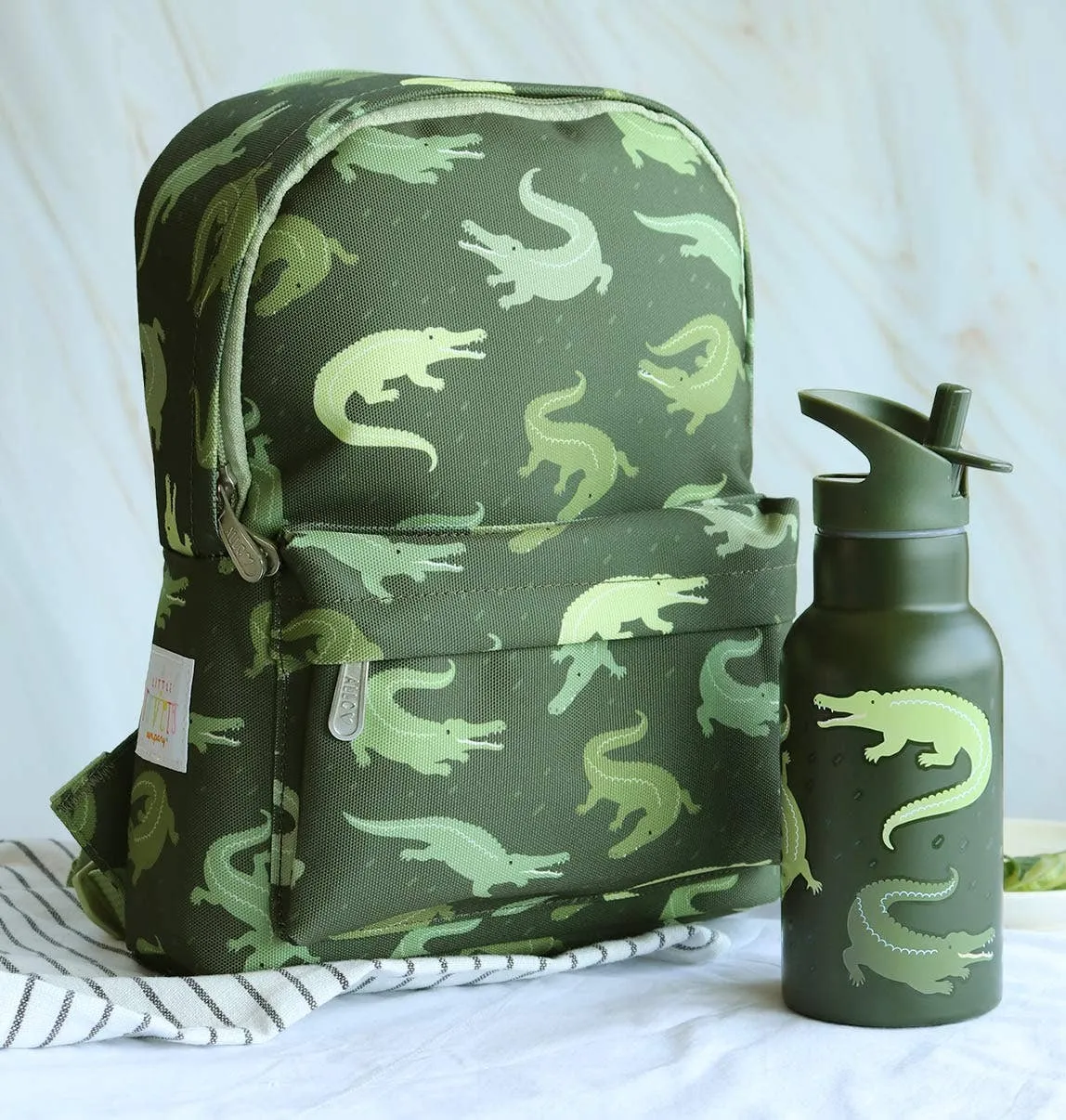 A Little Lovely Company - Kids Stainless Steel Drink / Water Bottle: Crocodiles