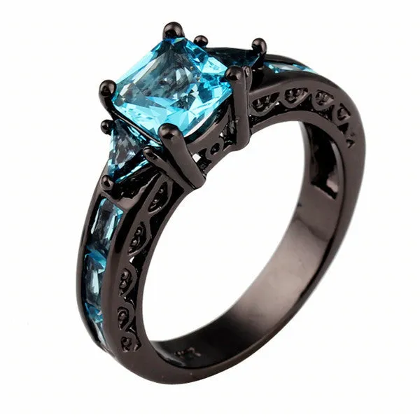 Aquamarine Princess Cut Ring