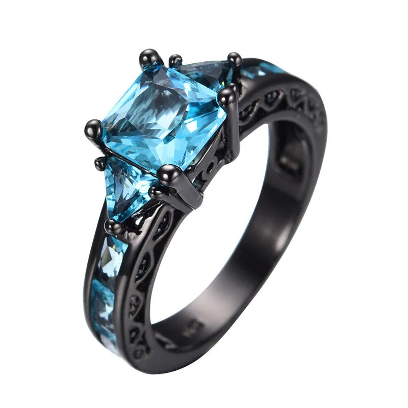 Aquamarine Princess Cut Ring