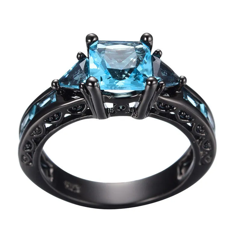 Aquamarine Princess Cut Ring