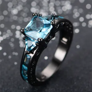 Aquamarine Princess Cut Ring