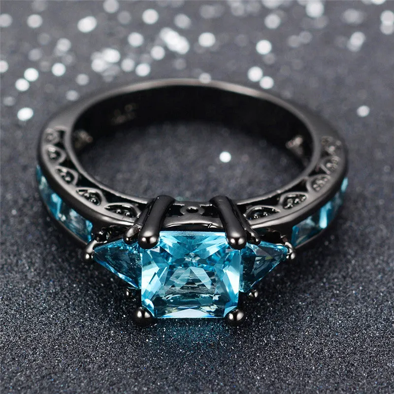Aquamarine Princess Cut Ring