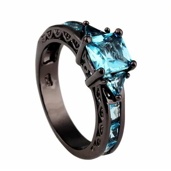 Aquamarine Princess Cut Ring
