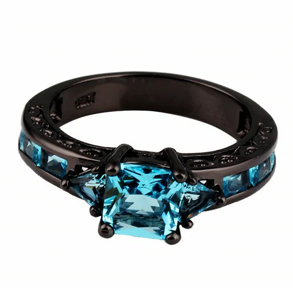 Aquamarine Princess Cut Ring