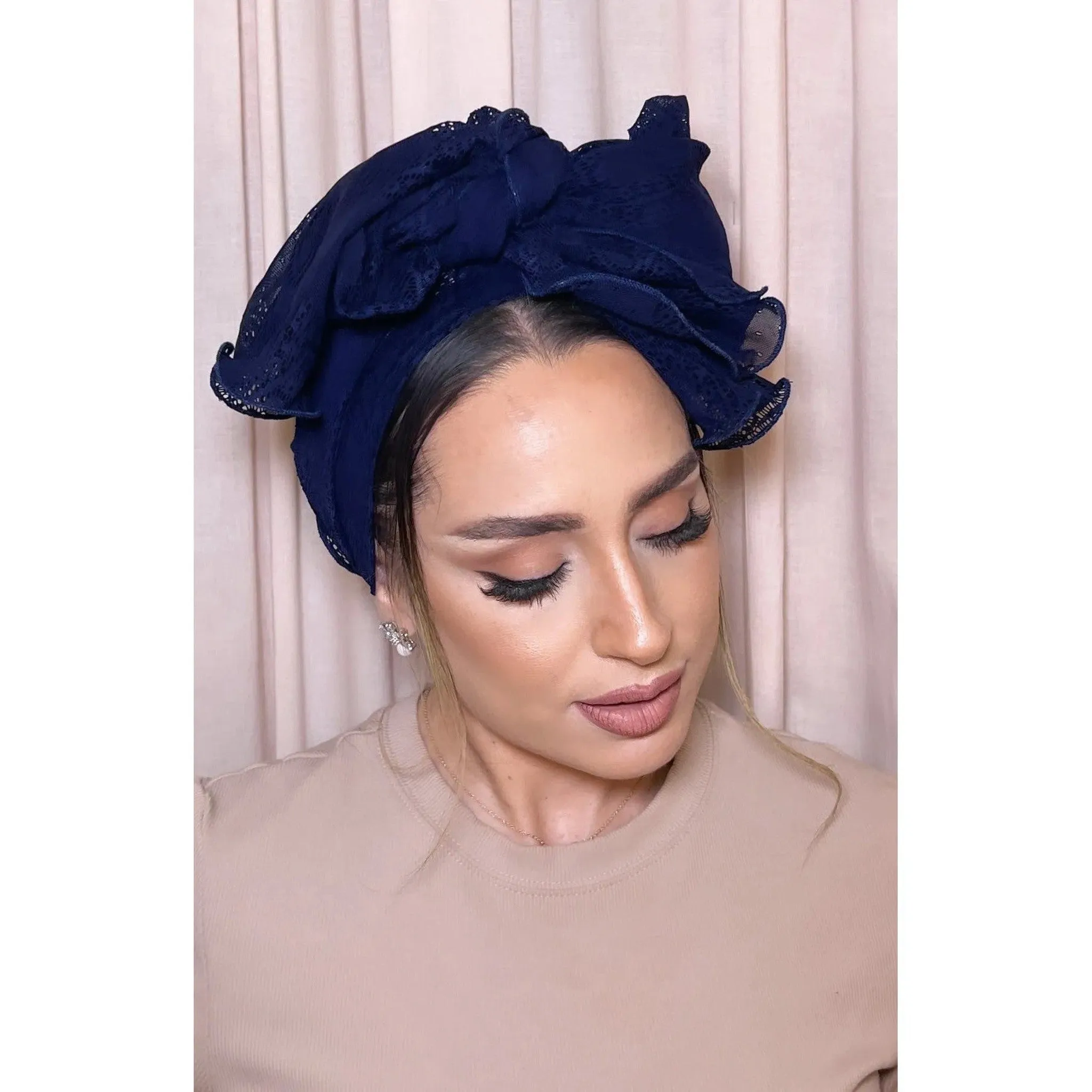 Avigail Lahiani Elegant Headcover Set - Navy Lace