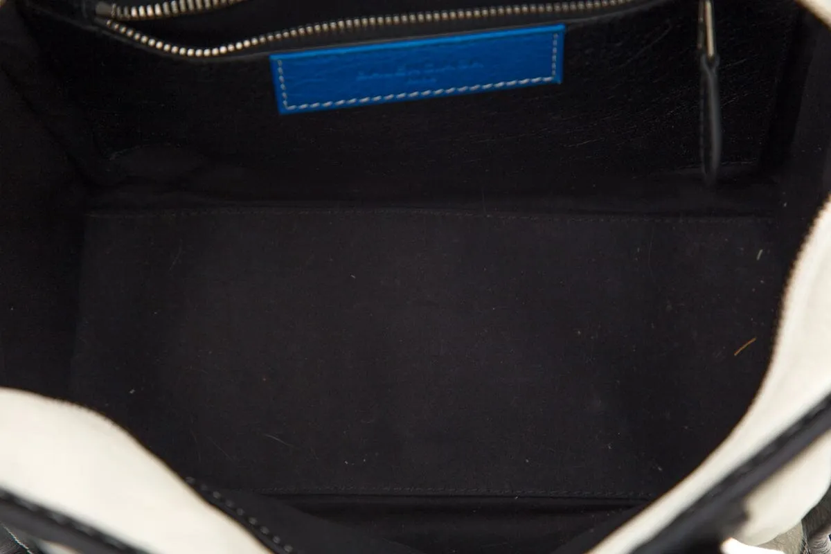 Balenciaga Black and Blue Stripe Leather Bazar Handbag