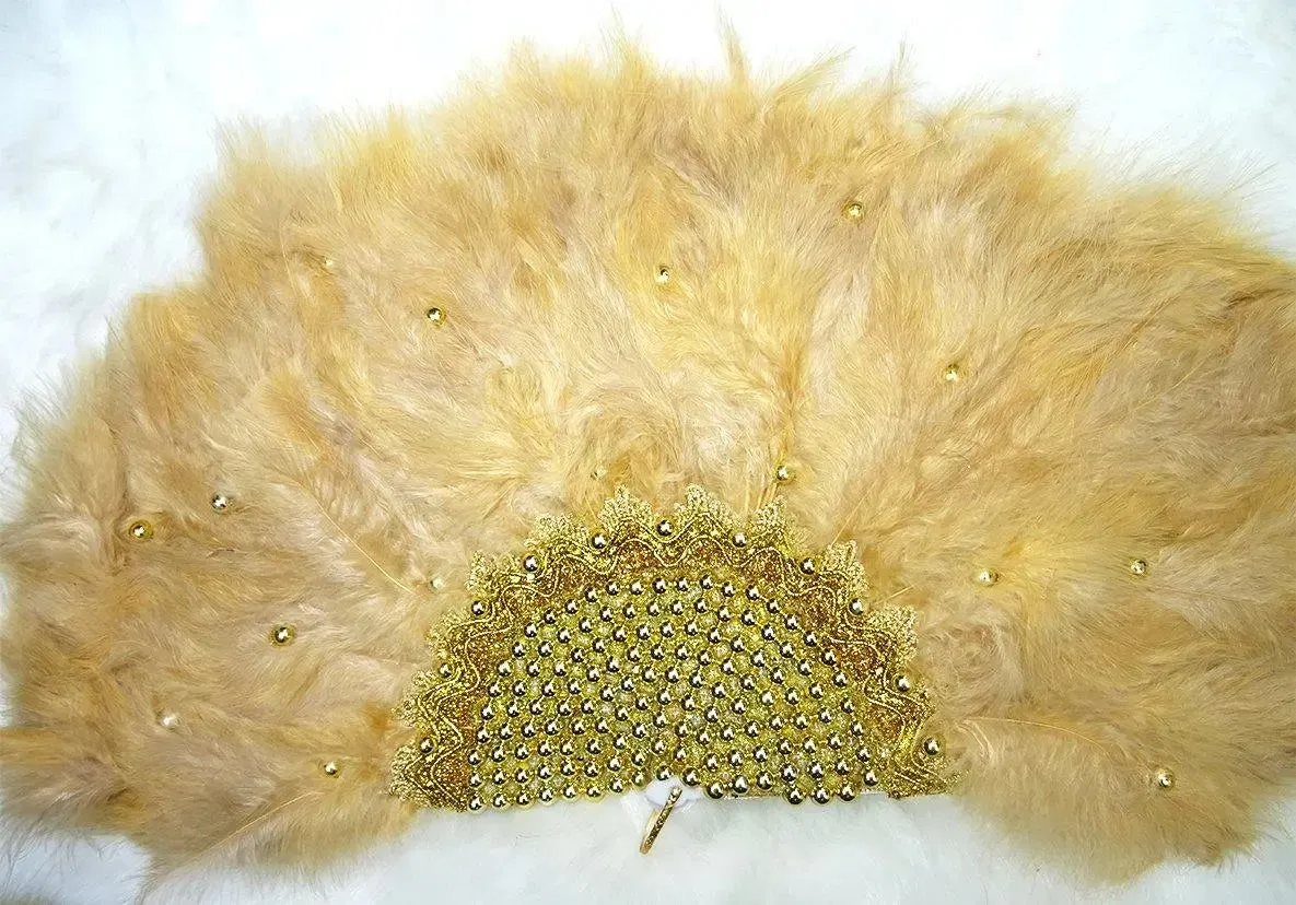Beautiful Detailed Champagne Gold Hand fan wedding African Traditional engagement