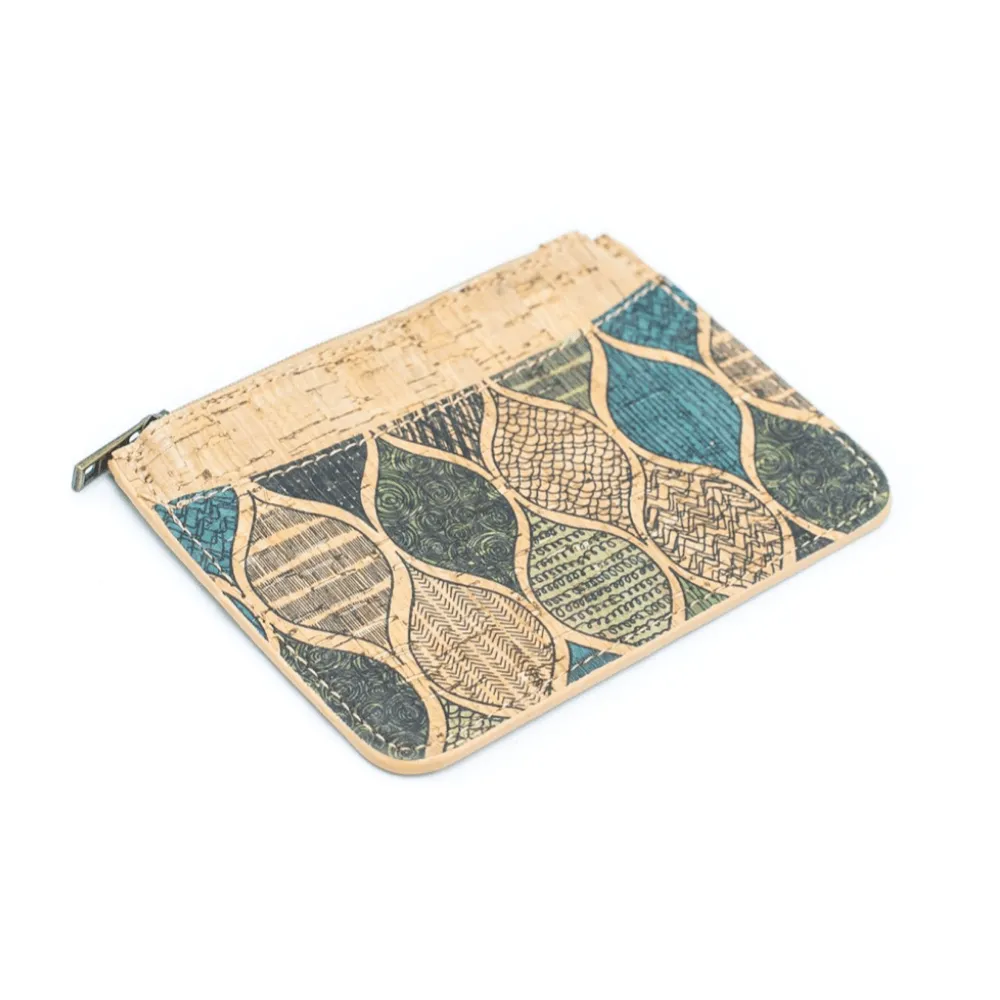 Blue Scale Cork Skinny Coin Purse