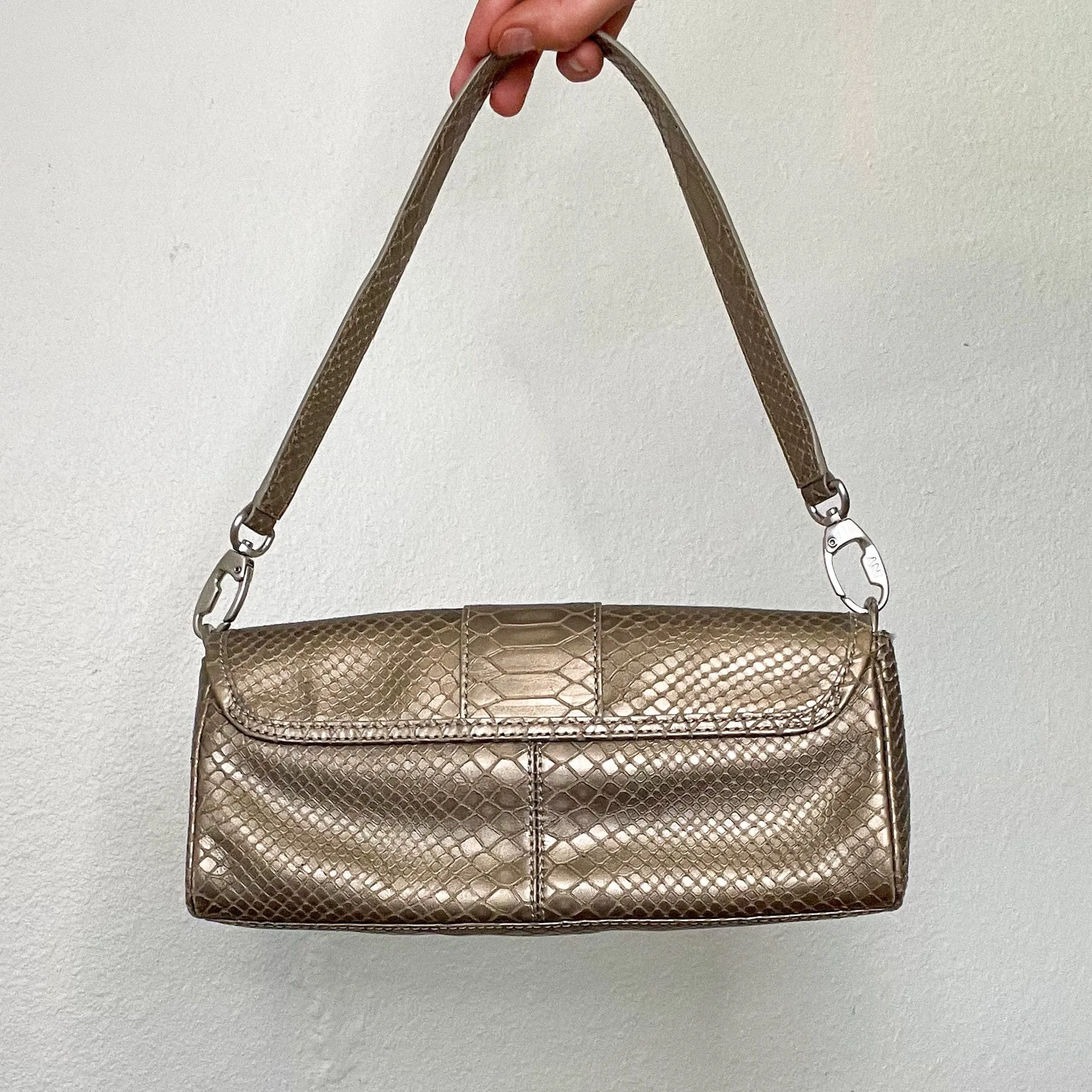 Brown Snake Print Y2K Buckle Purse