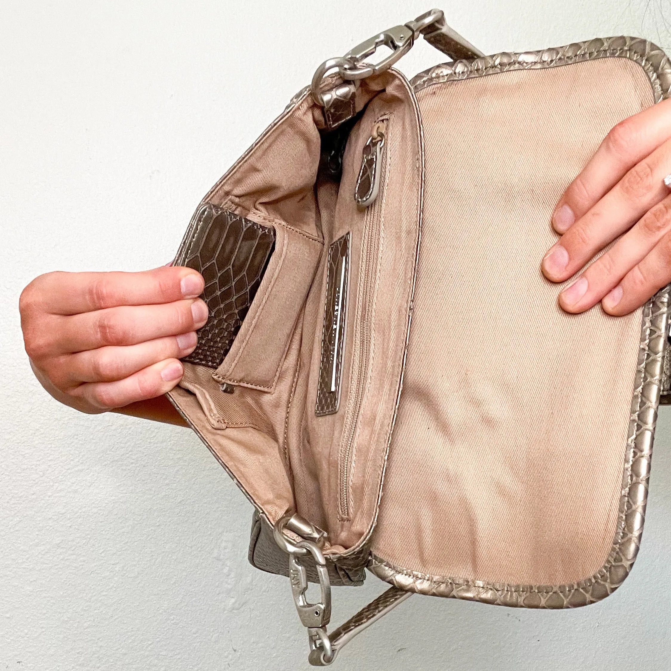 Brown Snake Print Y2K Buckle Purse