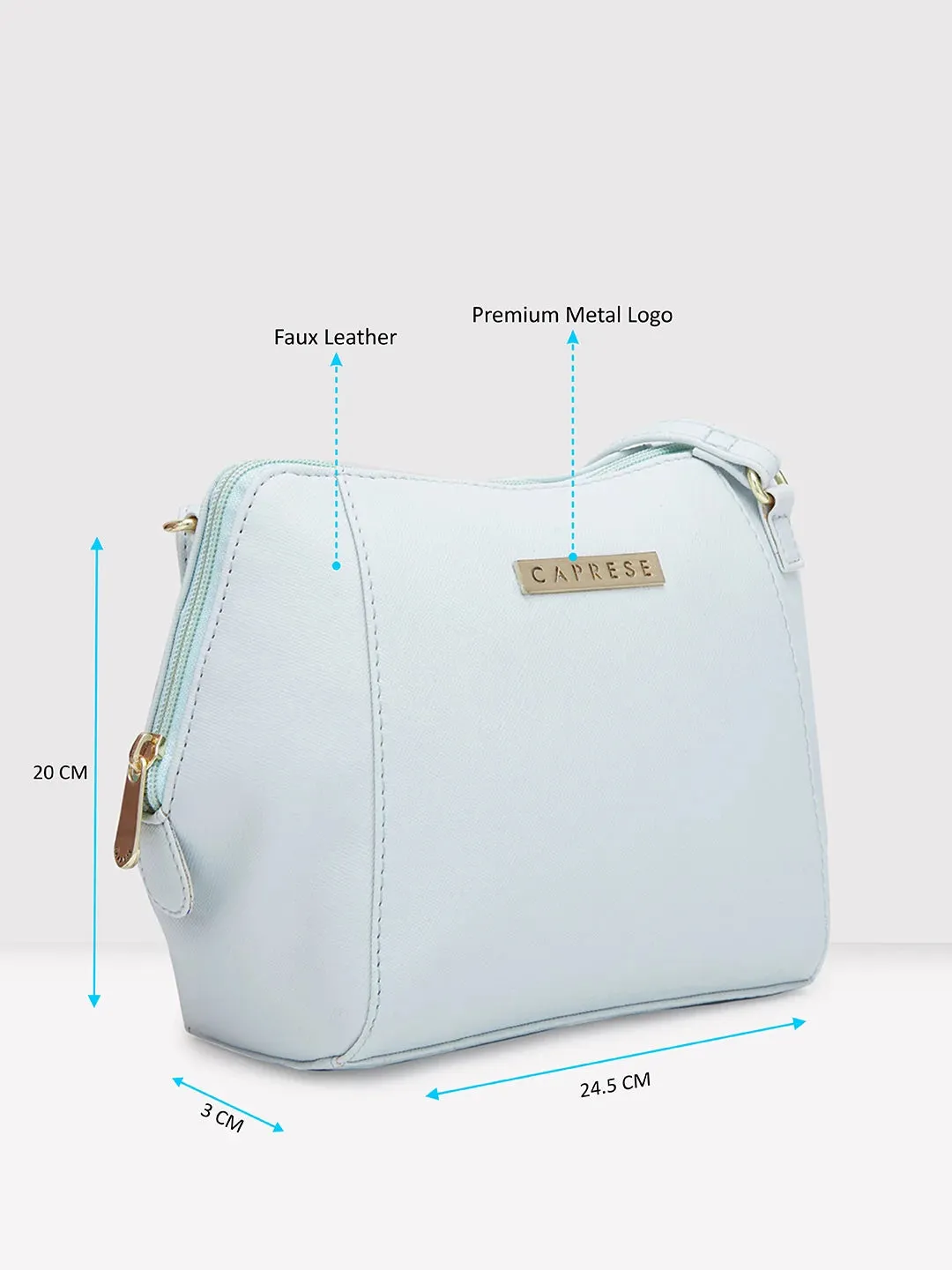 Caprese Holden Small Sling Solid Faux Leather For Women Powder Blue