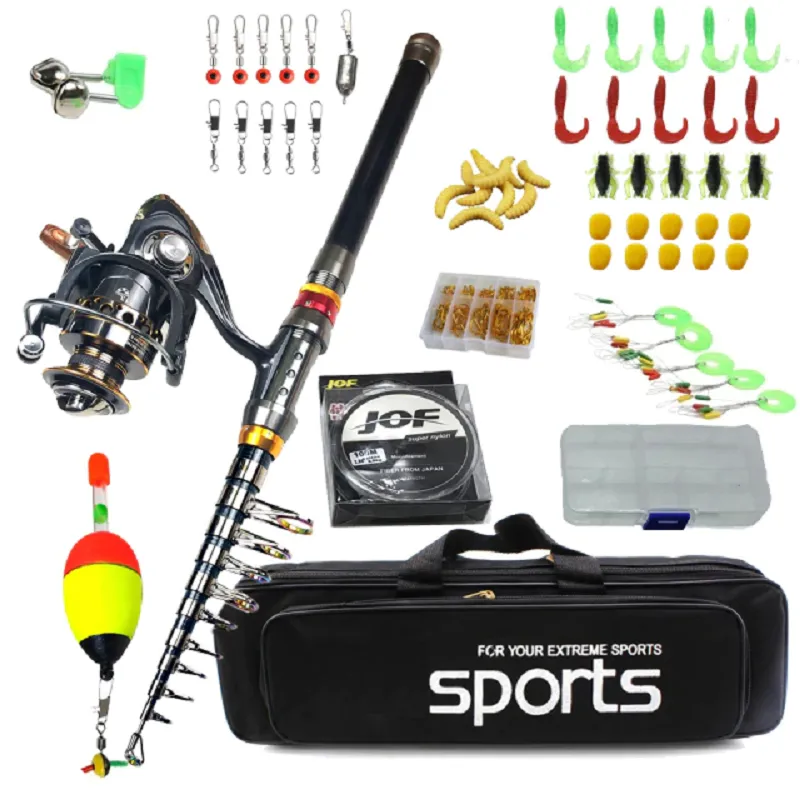 carbon telescopic spinning fishing rod reel full kit BLXCK NORWAY™