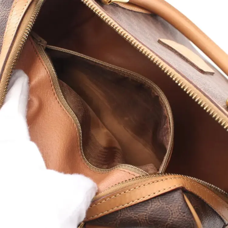 CELINE Macadam Handbag Boston Bag, Brown Coated Canvas & Leather