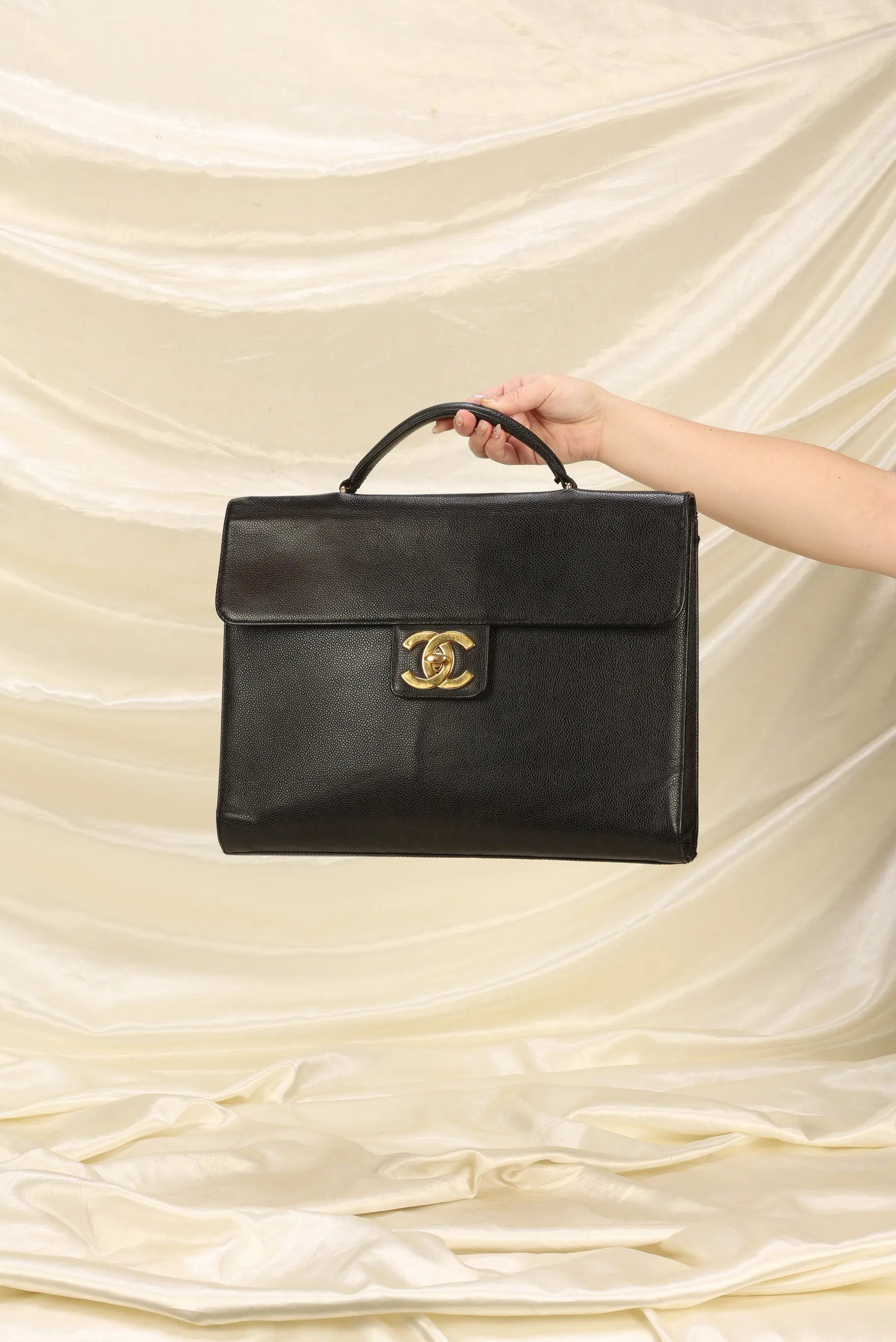 Chanel XL Logo Caviar Briefcase Bag
