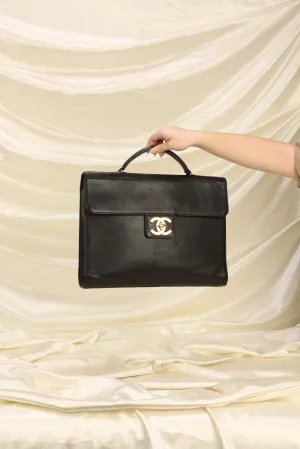 Chanel XL Logo Caviar Briefcase Bag