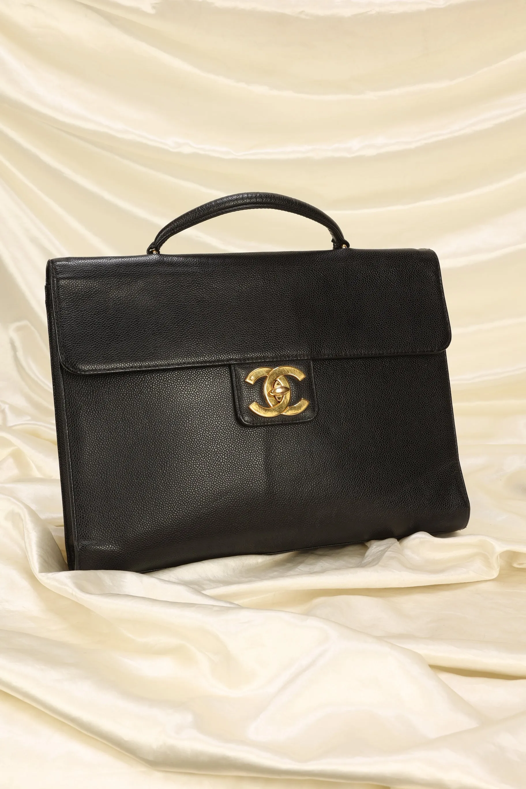 Chanel XL Logo Caviar Briefcase Bag