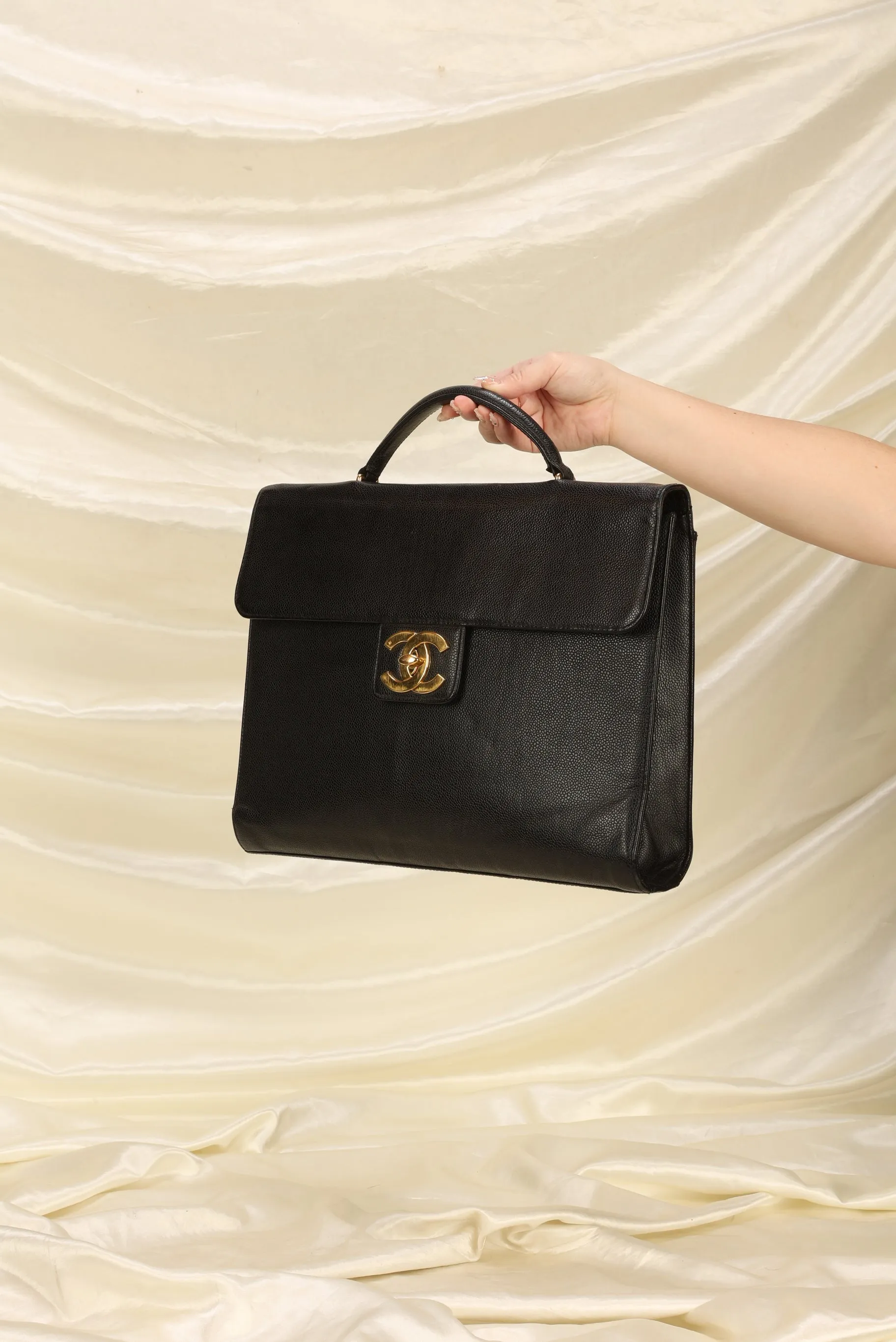 Chanel XL Logo Caviar Briefcase Bag