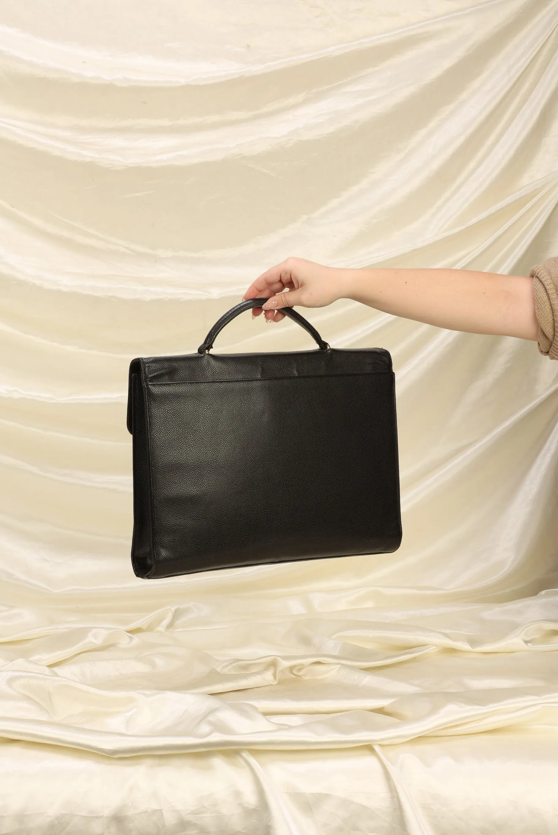 Chanel XL Logo Caviar Briefcase Bag