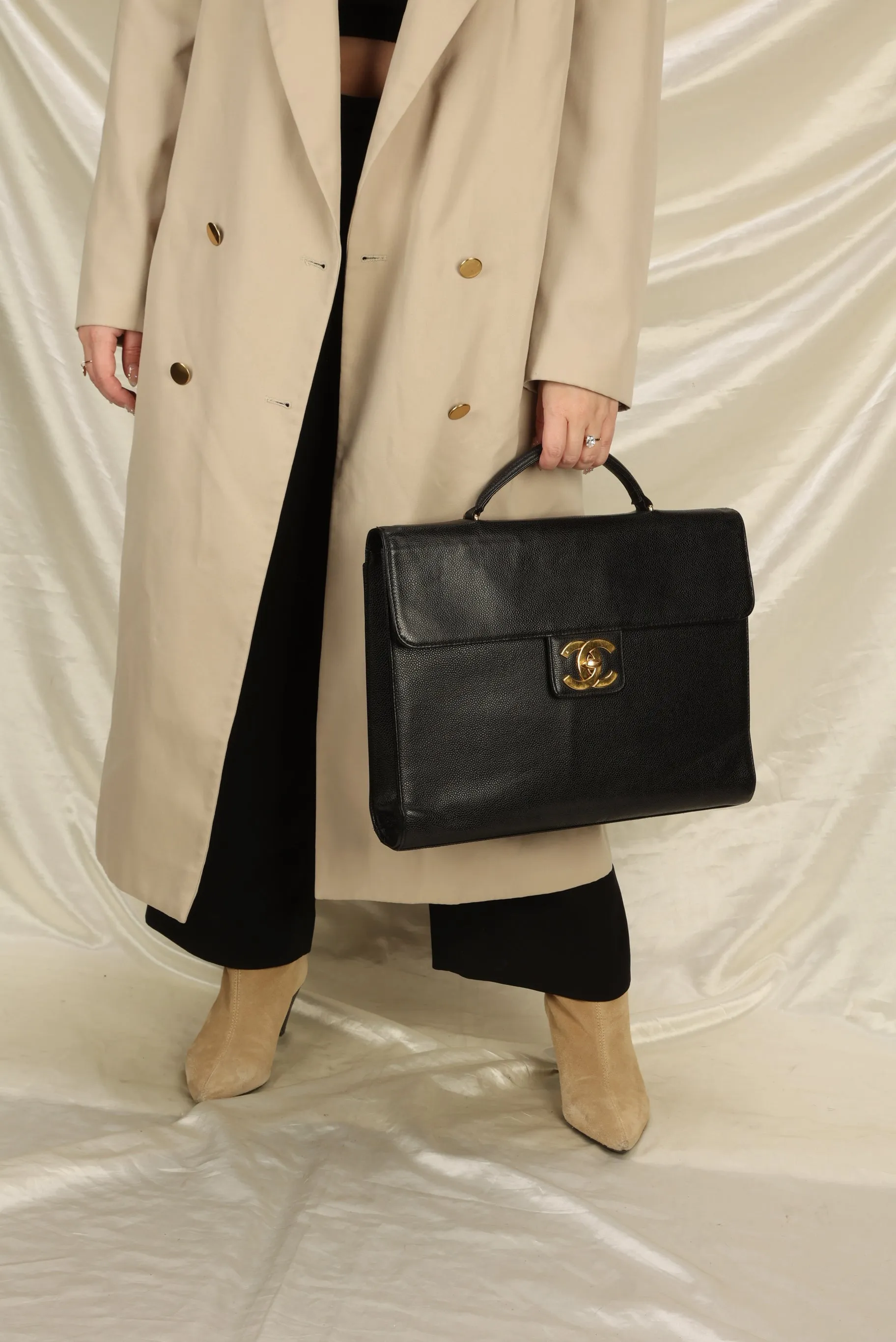 Chanel XL Logo Caviar Briefcase Bag
