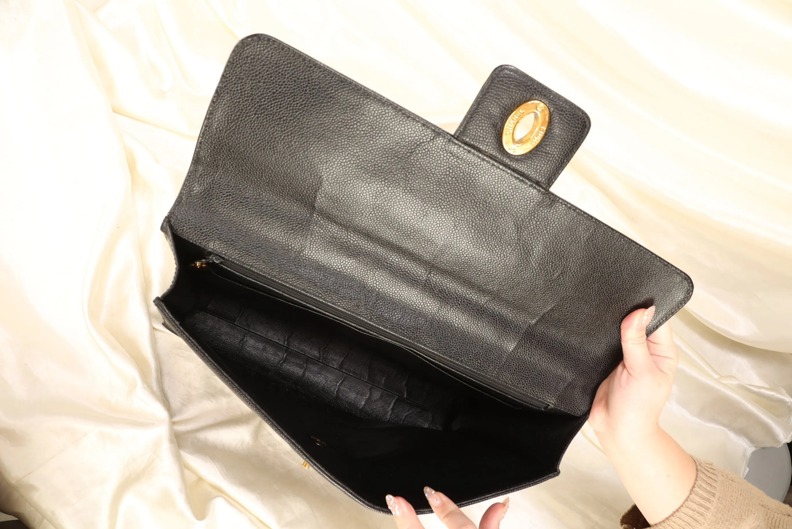 Chanel XL Logo Caviar Briefcase Bag