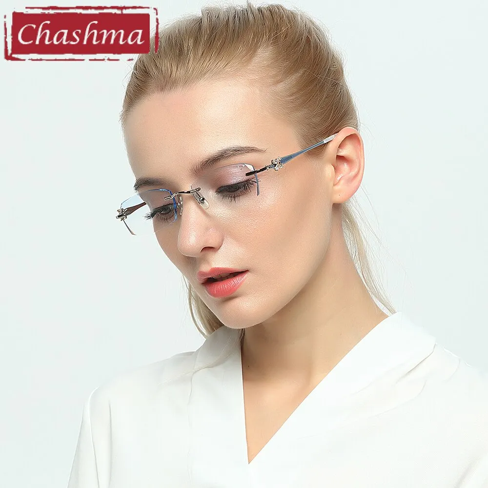 Chashma Women's Rimless Square Titanium Eyeglasses 2889