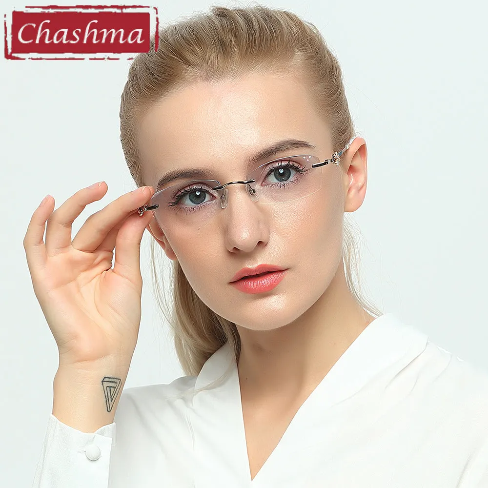 Chashma Women's Rimless Square Titanium Eyeglasses 2889