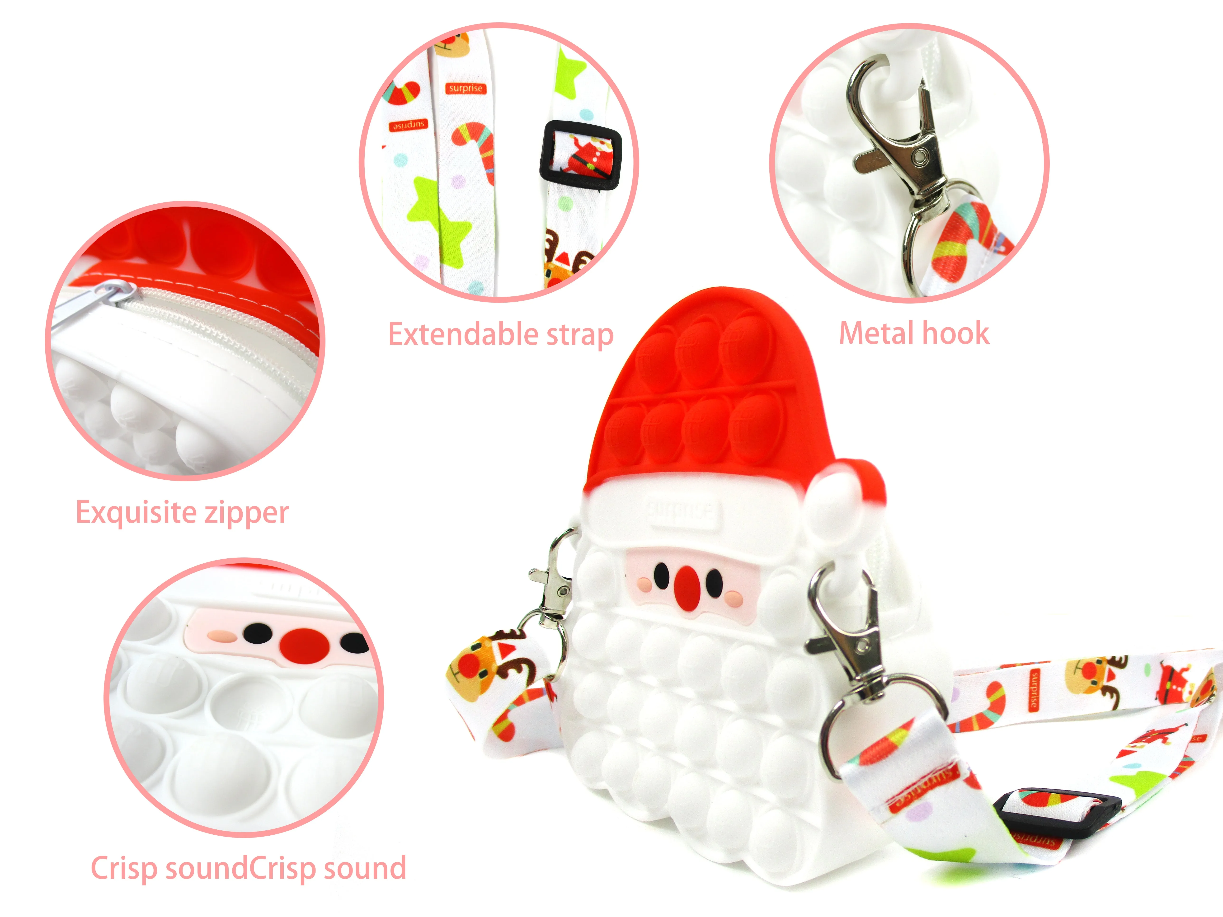 Christmas Santa Claus Popper Fidget Crossbody Bag
