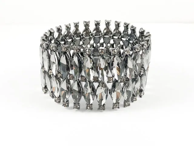 Classic 2 Row Gray Marquise Fashion Bracelet