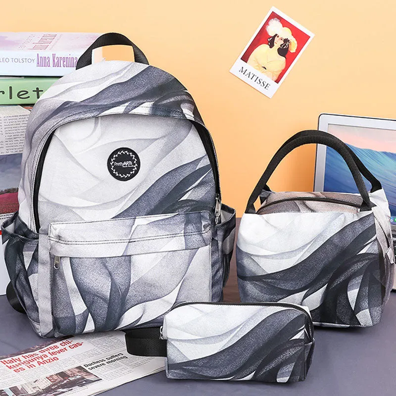 Cute Patterns Printed Backpack Bag Set Oxford School Bag Kit For Teen