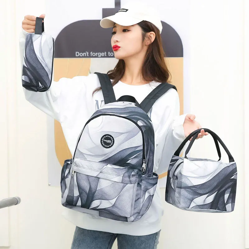 Cute Patterns Printed Backpack Bag Set Oxford School Bag Kit For Teen