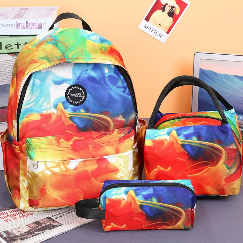 Cute Patterns Printed Backpack Bag Set Oxford School Bag Kit For Teen