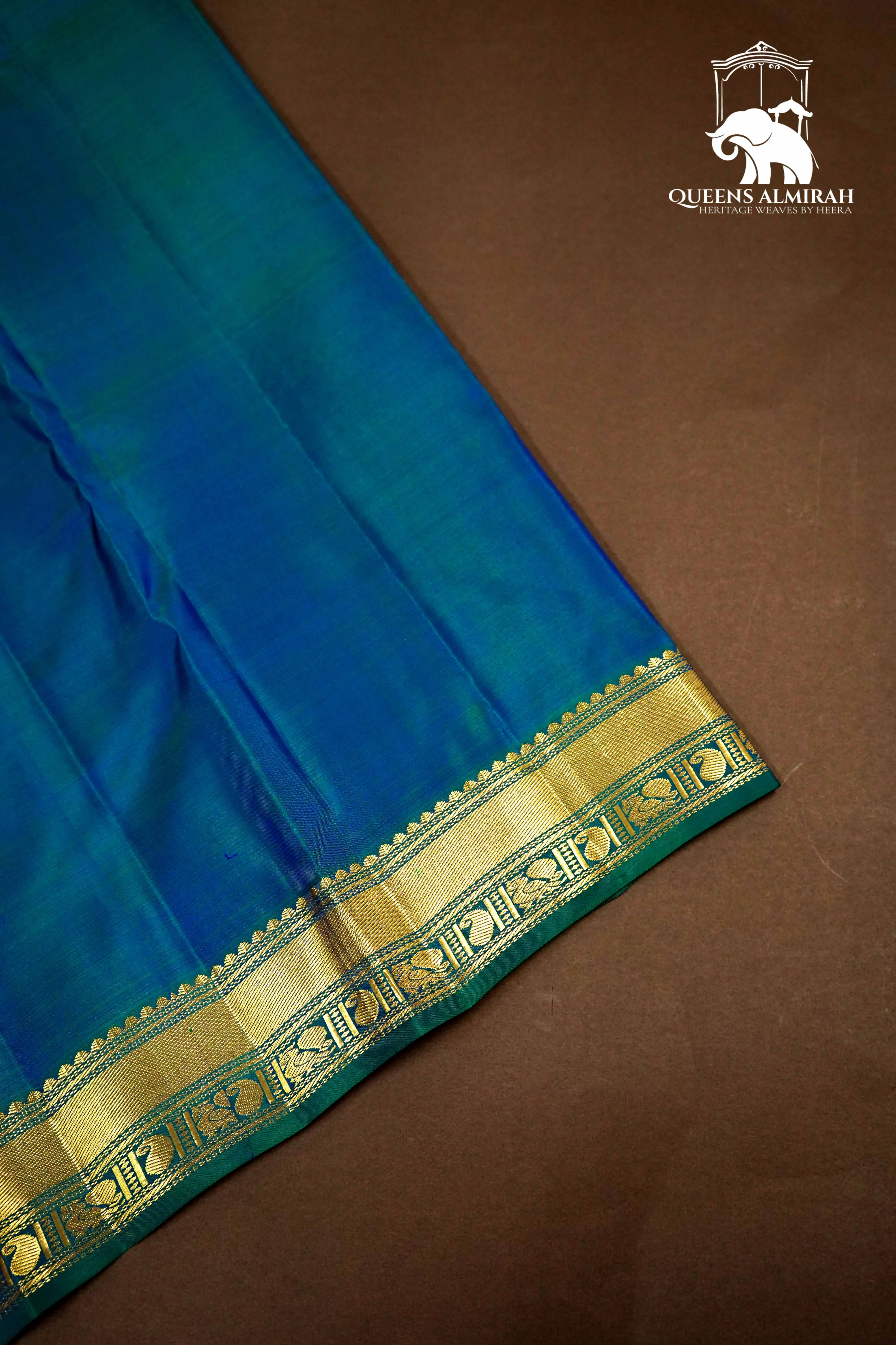 DARK PURPLE WITH NAVY GREEN KANCHIVARAM SILK SAREE