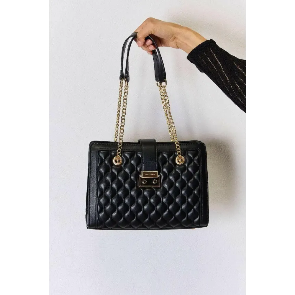 David Jones Quilted PU Leather Handbag for Timeless Luxury Fashion