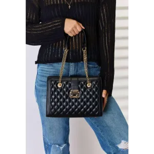 David Jones Quilted PU Leather Handbag for Timeless Luxury Fashion