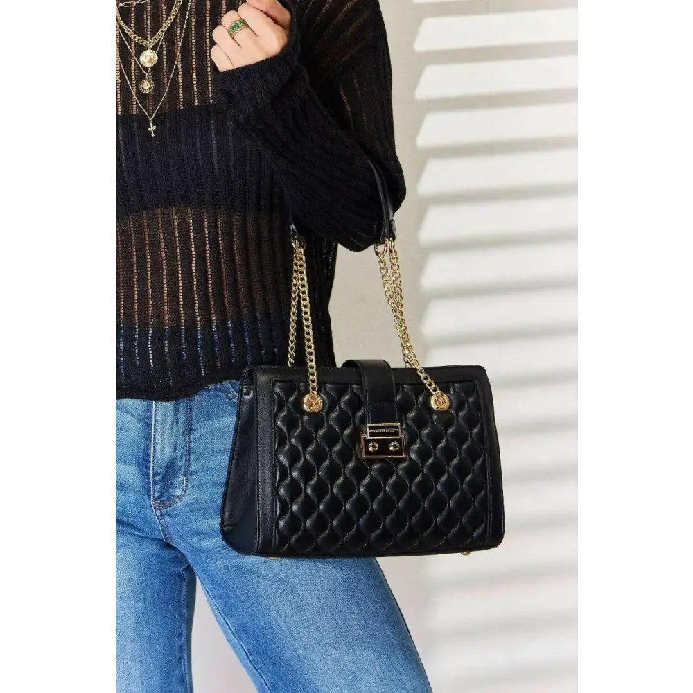 David Jones Quilted PU Leather Handbag for Timeless Luxury Fashion