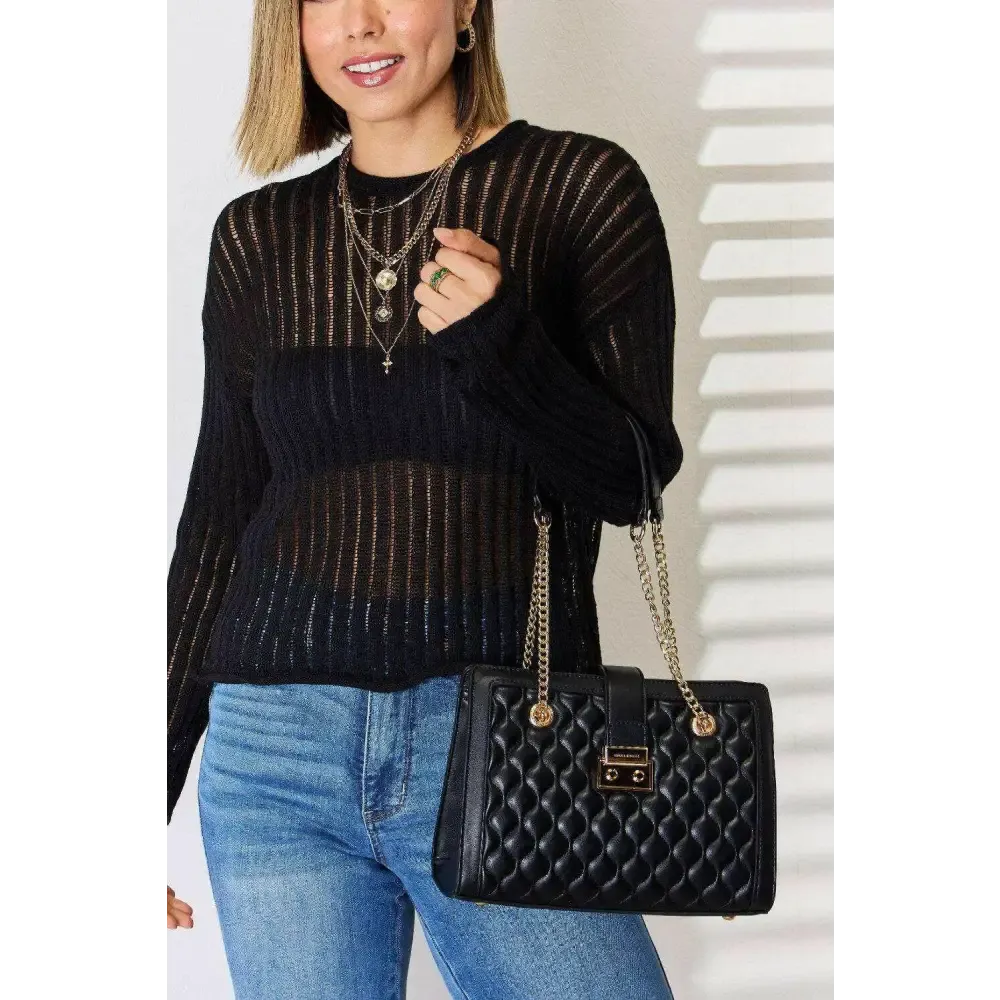 David Jones Quilted PU Leather Handbag for Timeless Luxury Fashion
