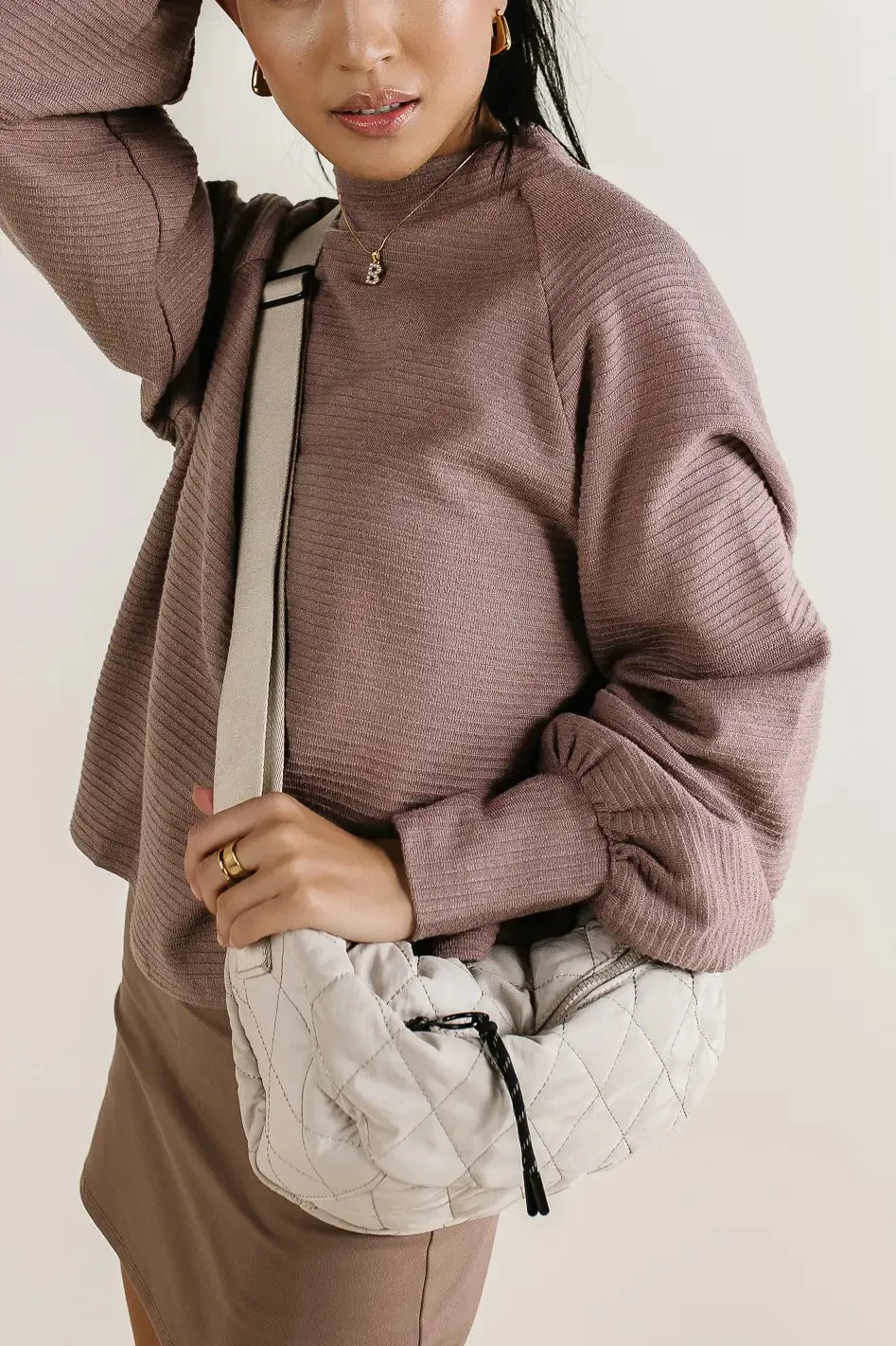 Ella Textured Top in Mocha