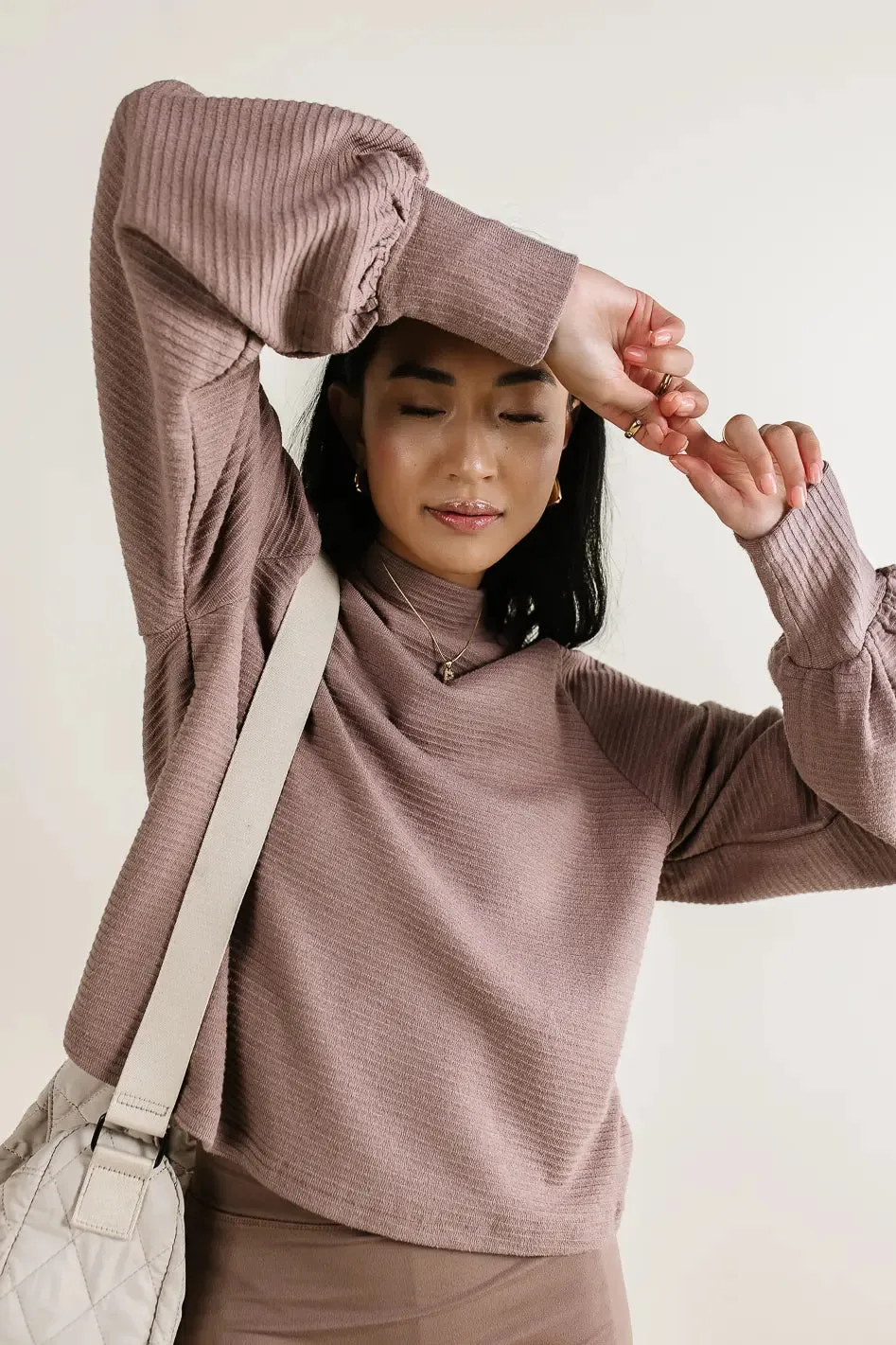 Ella Textured Top in Mocha