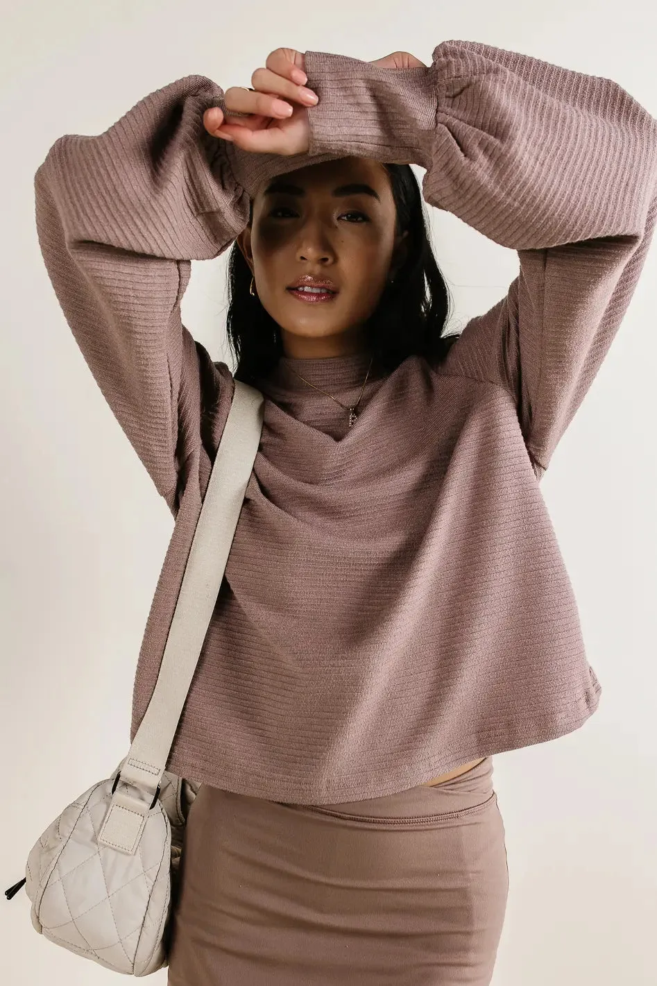 Ella Textured Top in Mocha