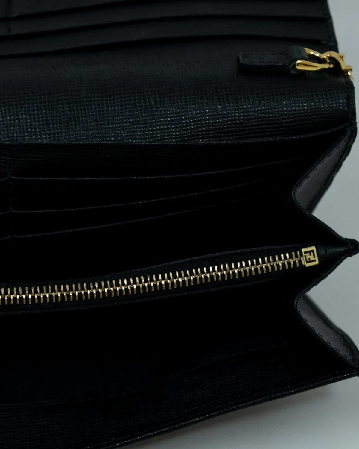 Fendi Black Leather Studded Monster Wallet On Chain - AGL1772