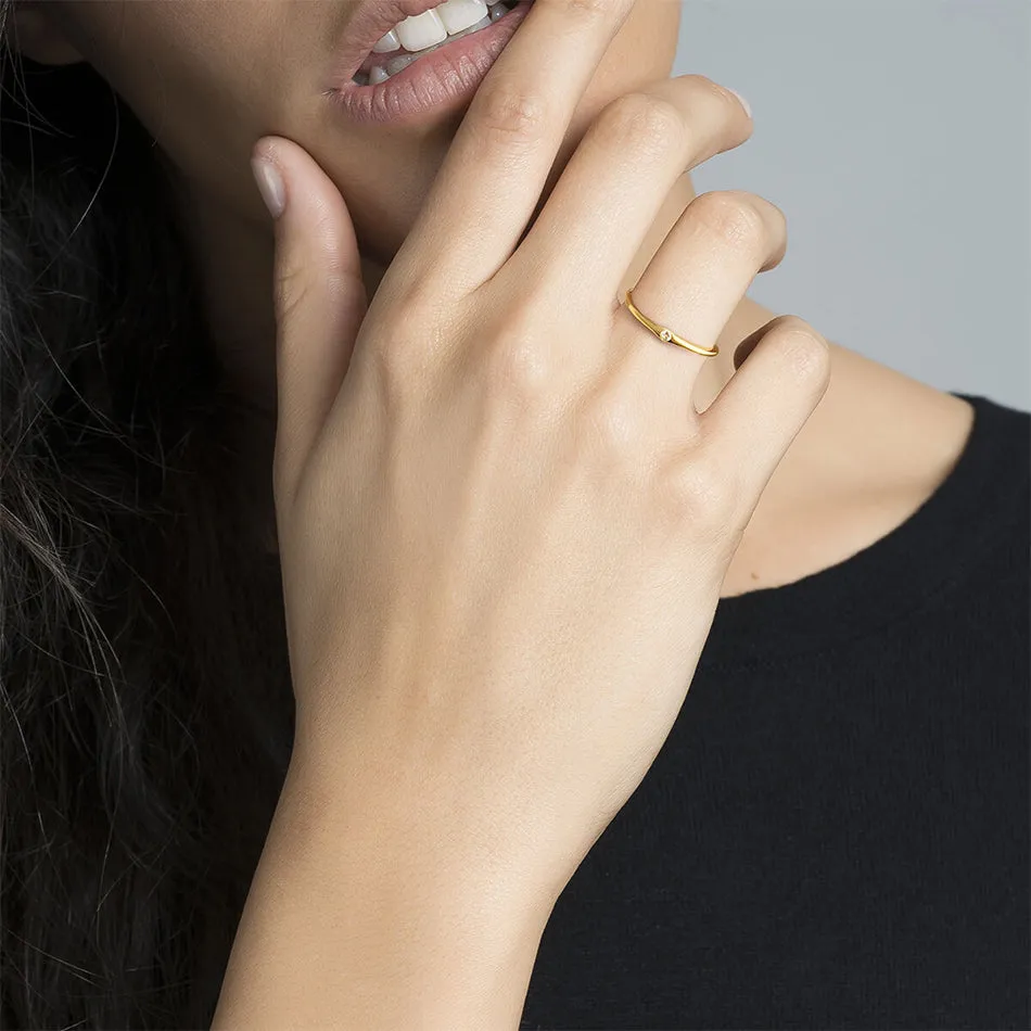 FJ0078 925 Sterling Silver Simple Zircon Ring