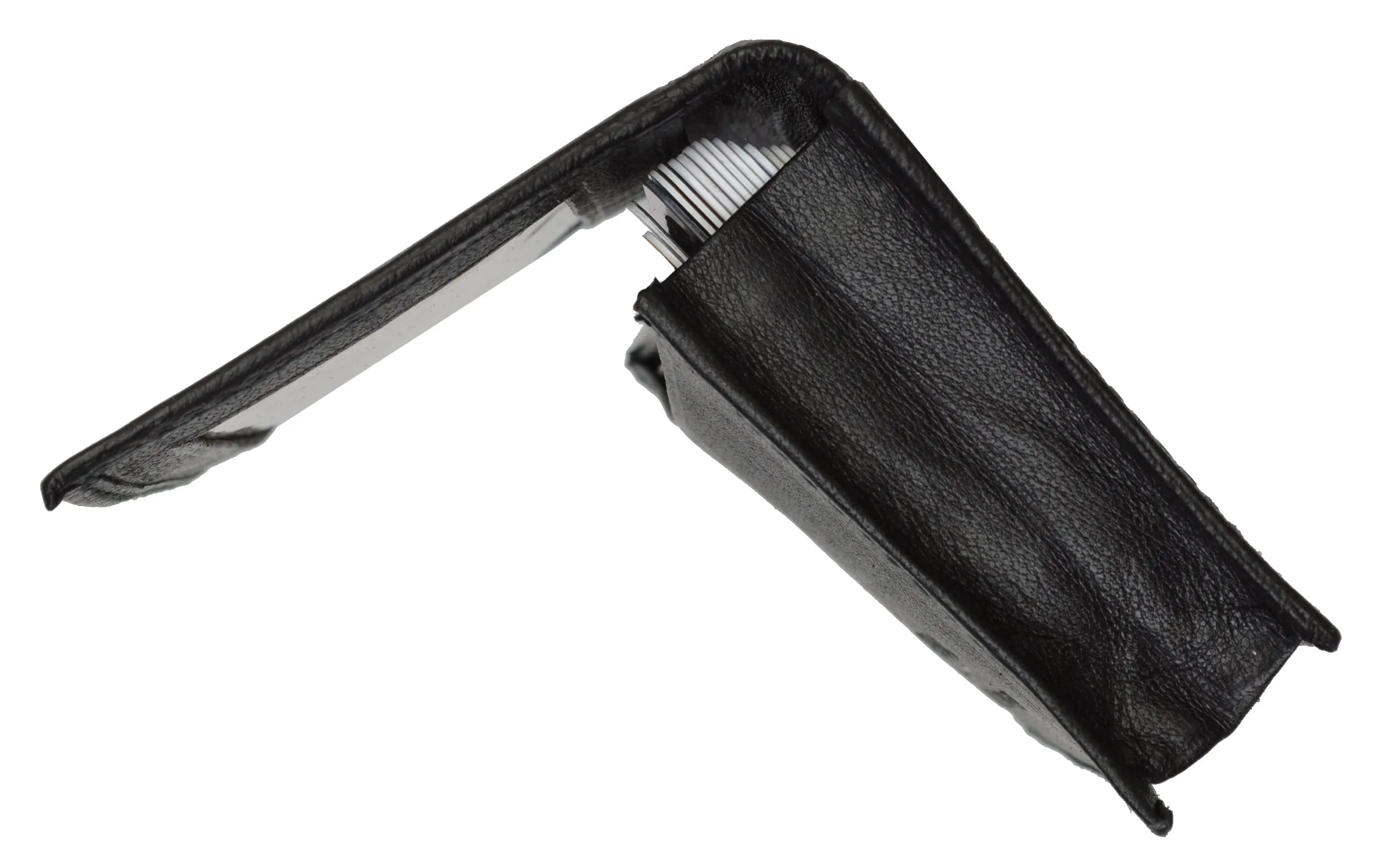 Genuine Leather Expandable Credit Card ID Business Card Holder Wallet new black