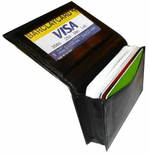 Genuine Leather Expandable Credit Card ID Business Card Holder Wallet new black
