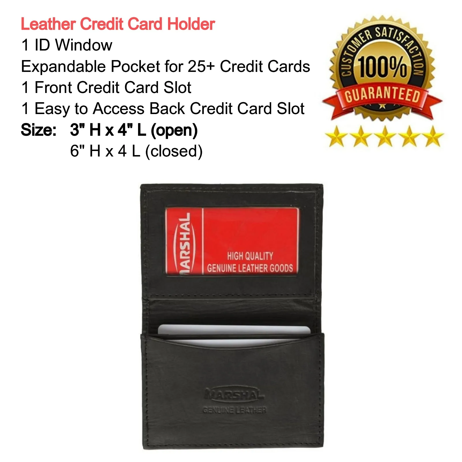 Genuine Leather Expandable Credit Card ID Business Card Holder Wallet new black